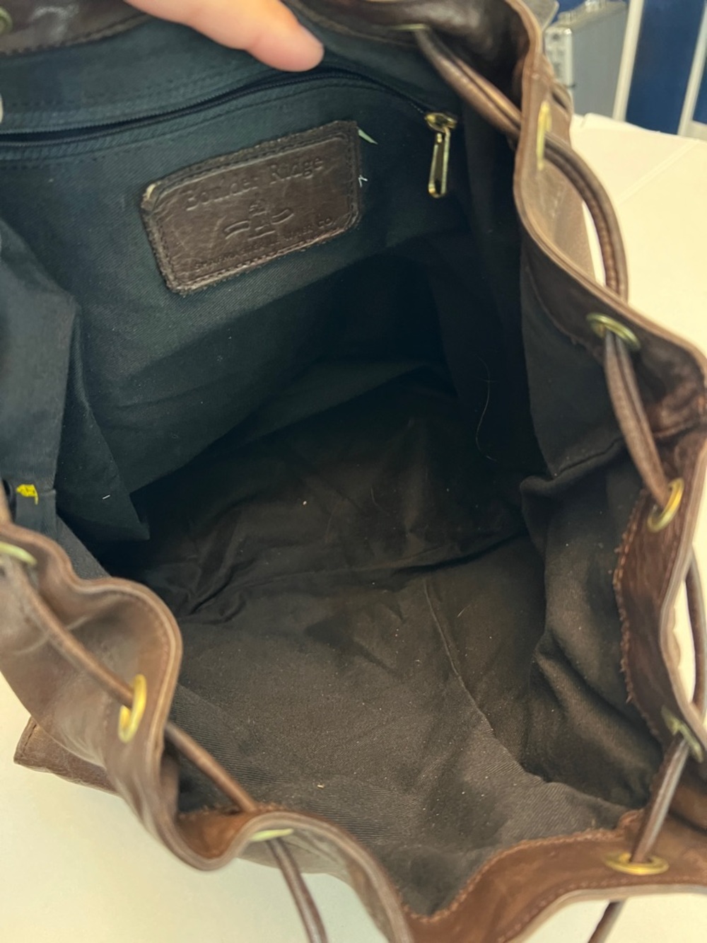 Boulder Ridge Brown Leather drawstring  Backpack Bag - Picture 7 of 16
